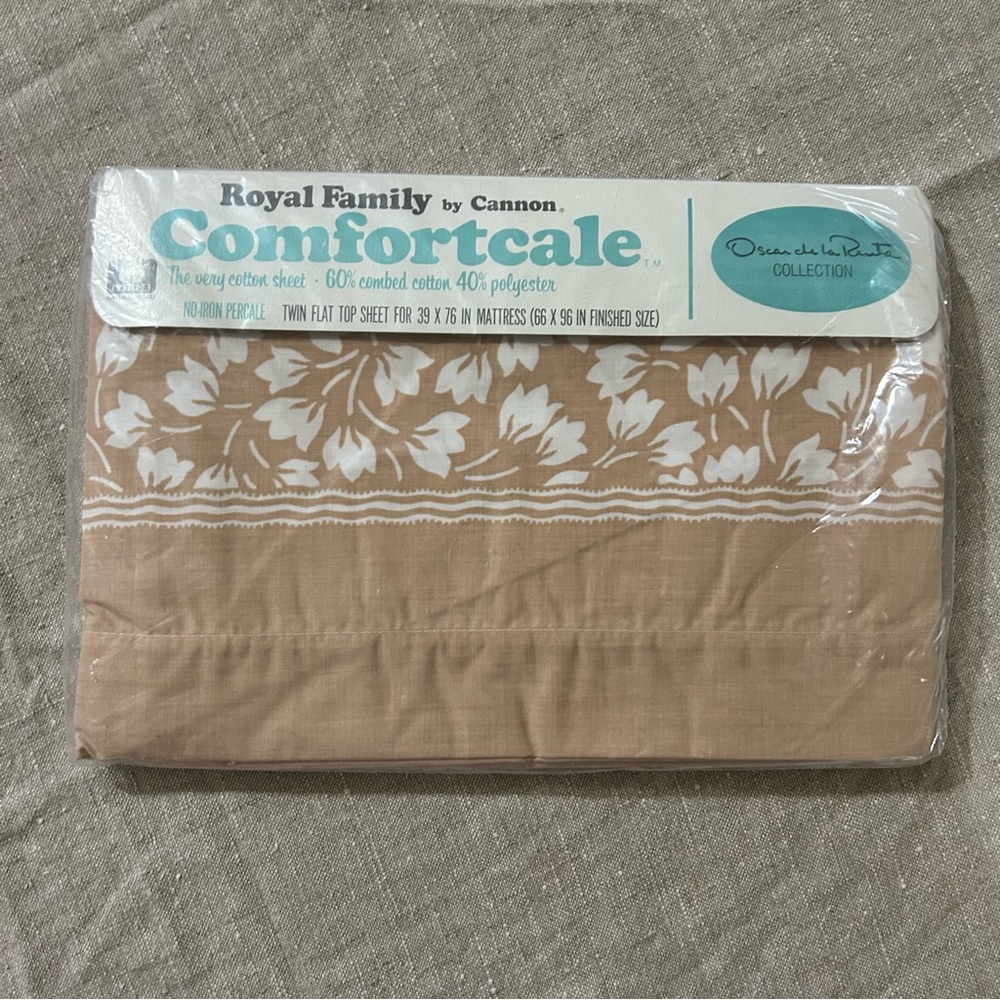 Vintage Cannon Oscar de la Renta collection twin flat sheet NWT